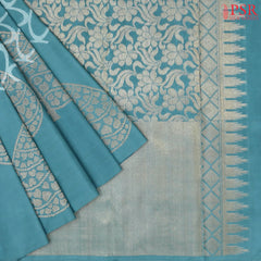 Teal Blue Kanchipuram Silk Saree