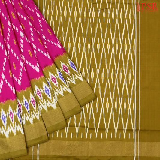 Magenta Pink Pochampally Silk Saree