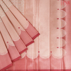 Silver & Flamingo Pink Kanchipuram Tissue Silk Saree