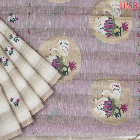Light Beige Ghicha Cotton Saree