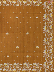 Mustard Brown Kosa Embroidery Saree