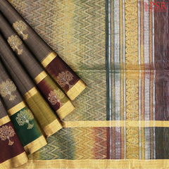 Dark Taupe Silk Cotton Saree