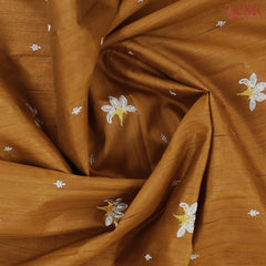 Mustard Brown Kosa Embroidery Saree