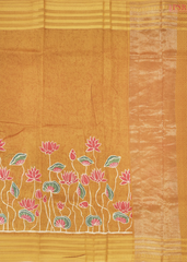 Mustard Yellow Chanderi Silk Cotton Saree