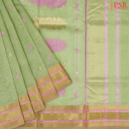 Sage Green Maheshwari Silk Cotton Saree