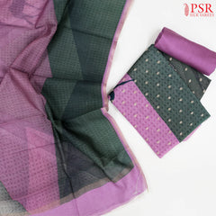 Orchid Purple & Dark Green Chanderi Silk Cotton Dress Material