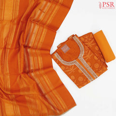 Orange Silk Cotton Dress Material