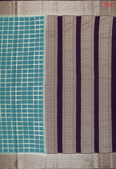 Dark Turquoise Semi Binny Silk Saree