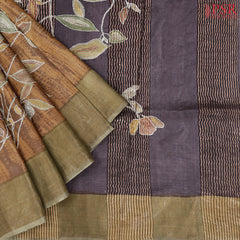 Leather Brown Kadhi Tussar Silk Saree