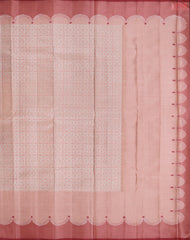 Silver & Flamingo Pink Kanchipuram Tissue Silk Saree