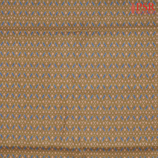 Mustard Brown Semi Tassar Ikkat Print Running Material