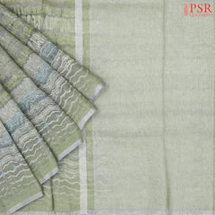 Asparagus Green Linen Saree