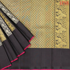 Black Kanchipuram Jacquard Silk Saree