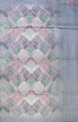 Cool Grey Kadhi Tussar Silk Saree