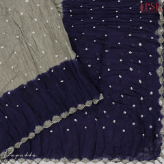 Indigo Blue Bandhini Dress Material