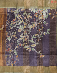 Leather Brown Kadhi Tussar Silk Saree