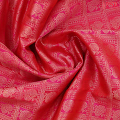 Red And Pink Bridal Kanchipuram Silk Saree