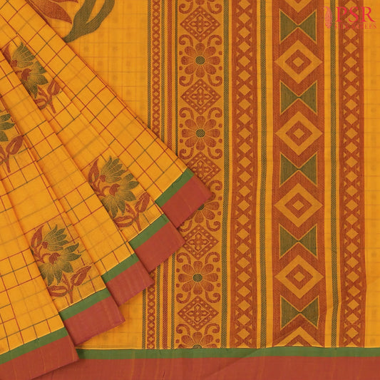 Marigold Yellow Kovai Cotton Saree