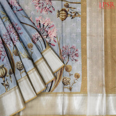 Cool Grey Semi Tussar Saree