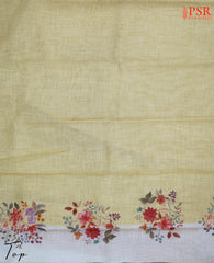 Yellow Beige Linen Dress Material