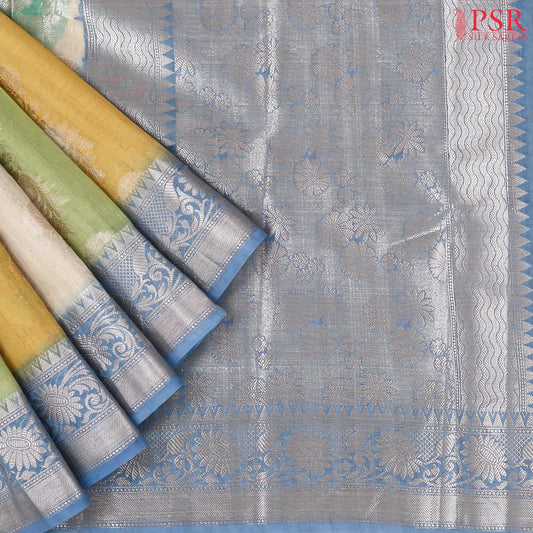 Beige & Multicolor Silk Cotton Saree