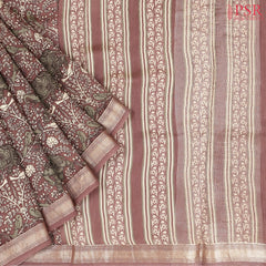 Mauve Taupe Chanderi Silk Cotton Saree