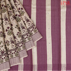 Sand Beige Kadhi Tussar Silk Saree