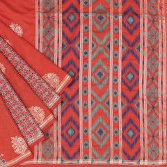 Vermilion Tussar Kadi Saree