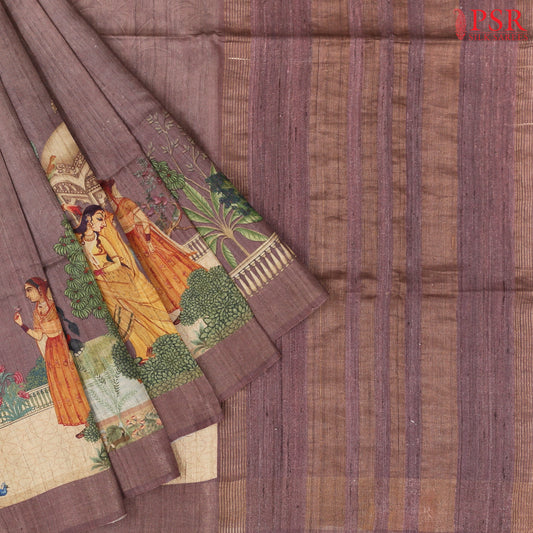 Dark Mauve Pink Kadhi Tussar Silk Saree