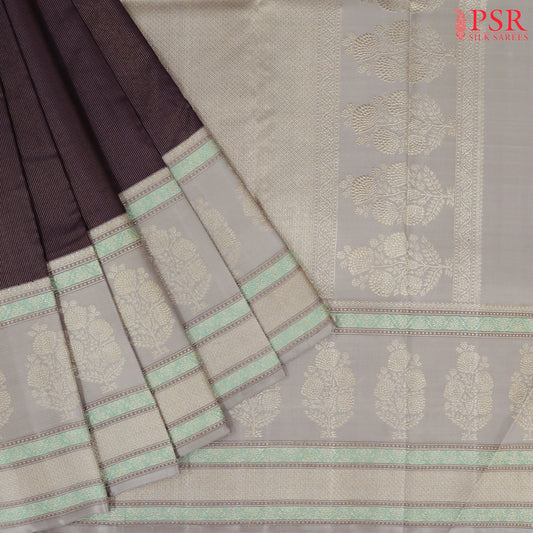 Deep Mauve Bridal Kanchipuram Silk Saree