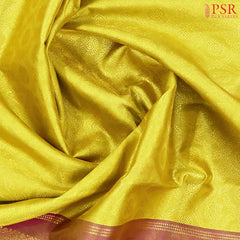 Corn Yellow Kanchipuram Jacquard Tissue Silk Saree