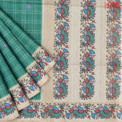 Emerald Green Semi Tussar Saree