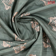 Turquoise Grey Kosa Embroidery Saree
