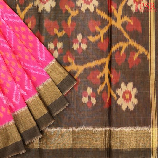 Pink Patola Silk Cotton Saree