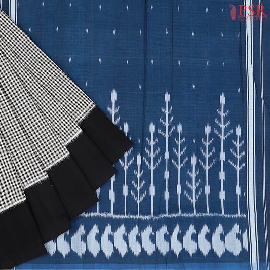 Black & White Ikkat Cotton Saree