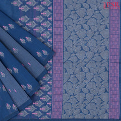 Dark Cobalt Blue Kovai Cotton Saree