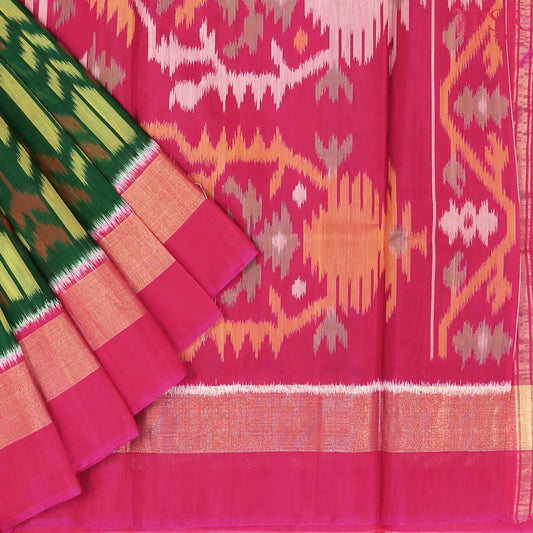 Dark Green Patola Silk Cotton Saree