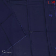 Beige & Dark Blue Tussar Silk Dress Material
