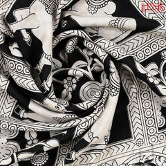 Beige & Black Kalamkari Silk Saree