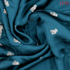 Peacock Blue Banarasi Habutai Satin Saree
