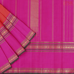 Coral Red Kanchipuram Silk Saree