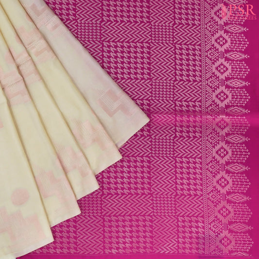 Cream Beige Soft Art Silk Saree