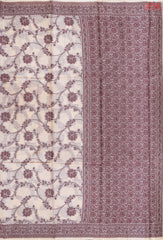 Saffron Beige Banaras Tussar Silk Saree
