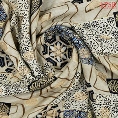 Olive Beige Semi Georgette Saree