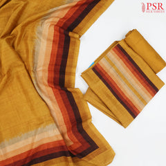Mustard Yellow Semi Tassar Dress Material