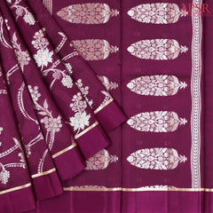 Burgundy Chiniya Silk Saree