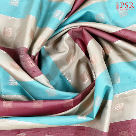 Light Olive Grey Soft Silk Saree