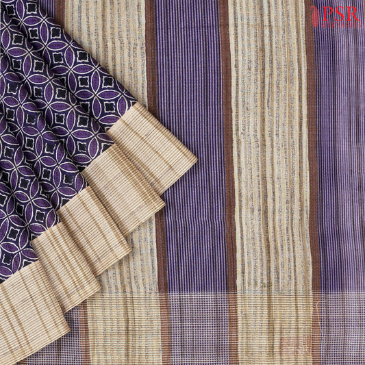 Purple & Violet Semi Tussar Saree