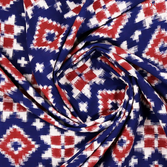 Navy Blue Ikkat Cotton Saree