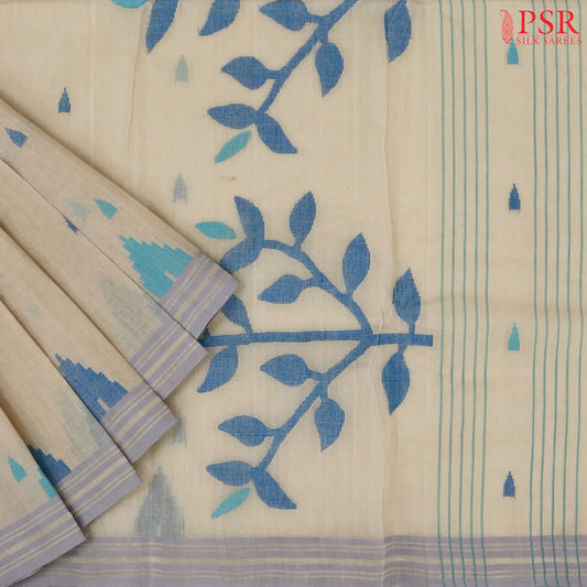 Beige Bengal Cotton Saree